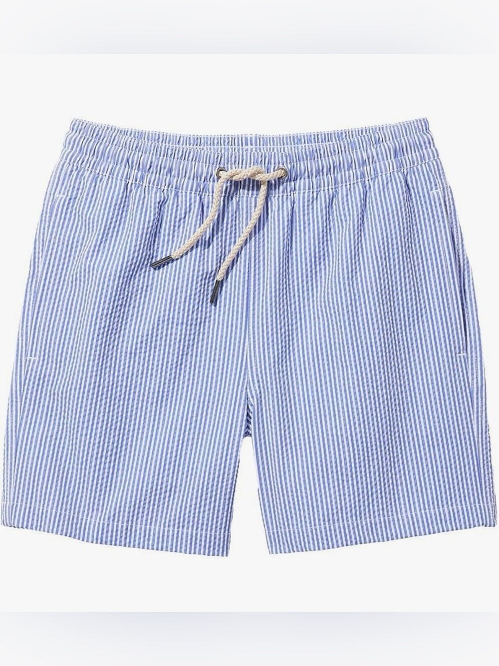 Fair Harbor Boys Bayberry Blue Seersucker Swim Trunks M (7-8)